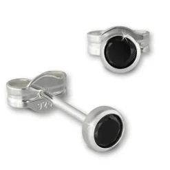 SilberDream Ohrringe Zirkonia schwarz 3mm 925 Silber Ohrstecker SDO5533S