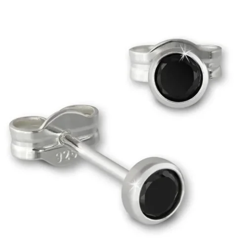 SilberDream Ohrringe Zirkonia schwarz 3mm 925 Silber Ohrstecker SDO5533S