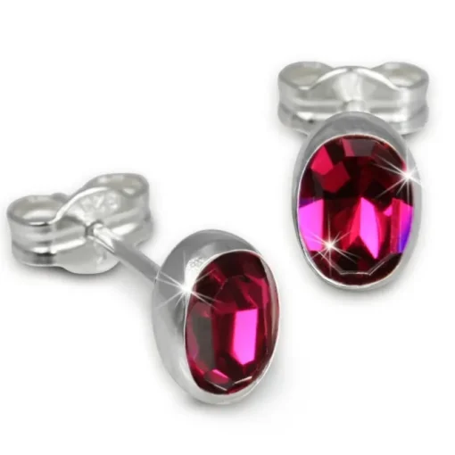 SilberDream Ohrringe Zirkonia oval fuchsia 925er Ohrstecker SDO552D