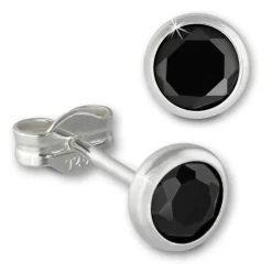 SilberDream Ohrringe Zirkonia schwarz 5mm 925 Silber Ohrstecker SDO5535S
