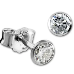 SilberDream Ohrringe Zirkonia weiß 3mm 925 Silber Ohrstecker SDO9203W