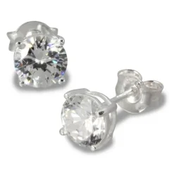 SilberDream Ohrringe Zirkonia weiß 6mm rund Silber Ohrstecker SDO716W