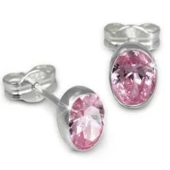 SilberDream Ohrringe Zirkonia oval rosa 925er Ohrstecker SDO552A