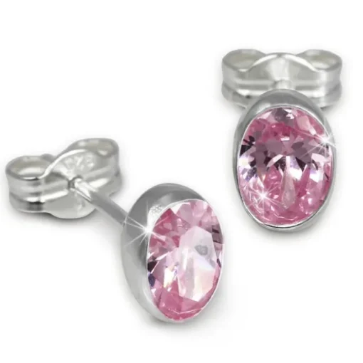 SilberDream Ohrringe Zirkonia oval rosa 925er Ohrstecker SDO552A