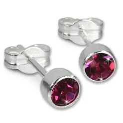 SilberDream Ohrringe Zirkonia fuchsia 925 Silber Ohrstecker SDO503A