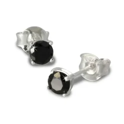 SilberDream Ohrringe Zirkonia schwarz 4mm rund Silber Stecker SDO714S