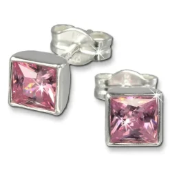 SilberDream Ohrringe Zirkonia rosa 925 Silber Ohrstecker SDO558A