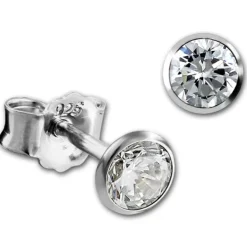 SilberDream Ohrringe Zirkonia weiß 4mm 925 Silber Ohrstecker SDO9204W