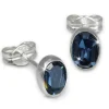 SilberDream Ohrringe Zirkonia oval dunkelblau 925er Ohrstecker SDO552B