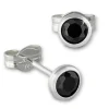 SilberDream Ohrringe Zirkonia schwarz 4mm 925 Silber Ohrstecker SDO5534S
