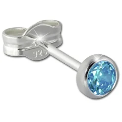 SilberDream Ohrringe Zirkonia hellblau 3mm 925 Silber Ohrstecker SDO5533H