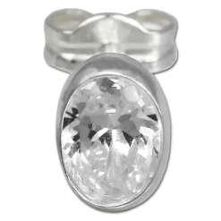 SilberDream Ohrringe Zirkonia oval weiß 925 Silber Ohrstecker SDO552W