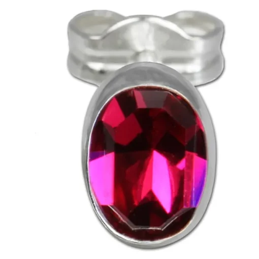 SilberDream Ohrringe Zirkonia oval fuchsia 925er Ohrstecker SDO552D