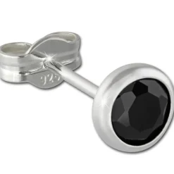 SilberDream Ohrringe Zirkonia schwarz 5mm 925 Silber Ohrstecker SDO5535S