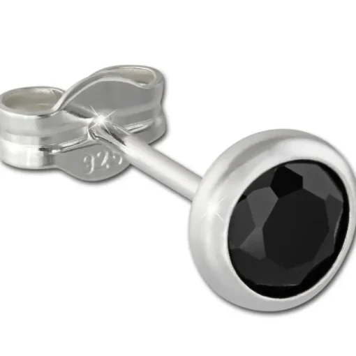 SilberDream Ohrringe Zirkonia schwarz 5mm 925 Silber Ohrstecker SDO5535S