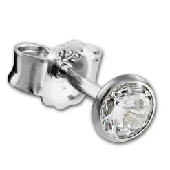 SilberDream Ohrringe Zirkonia weiß 3mm 925 Silber Ohrstecker SDO9203W