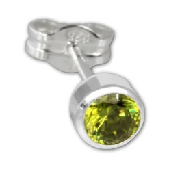 SilberDream Ohrringe Zirkonia olive 925 Silber Ohrstecker SDO503M