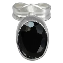 SilberDream Ohrringe Zirkonia oval schwarz 925er Ohrstecker SDO552S