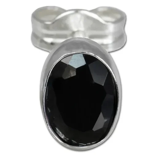 SilberDream Ohrringe Zirkonia oval schwarz 925er Ohrstecker SDO552S