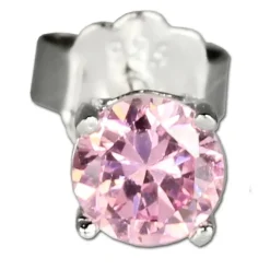 SilberDream Ohrringe Zirkonia rosa 4mm 925 Silber Ohrstecker SDO714A