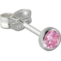 SilberDream Ohrringe Zirkonia rosa 3mm 925 Silber Ohrstecker SDO5533A