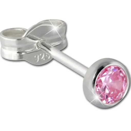 SilberDream Ohrringe Zirkonia rosa 3mm 925 Silber Ohrstecker SDO5533A