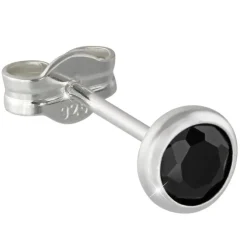 SilberDream Ohrringe Zirkonia schwarz 4mm 925 Silber Ohrstecker SDO5534S