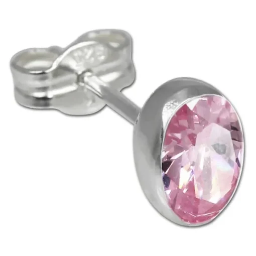 SilberDream Ohrringe Zirkonia oval rosa 925er Ohrstecker SDO552A