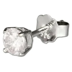 SilberDream Ohrringe Zirkonia weiß 3mm 925 Silber Ohrstecker SDO713W
