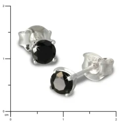 SilberDream Ohrringe Zirkonia schwarz 4mm rund Silber Stecker SDO714S
