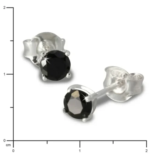 SilberDream Ohrringe Zirkonia schwarz 4mm rund Silber Stecker SDO714S