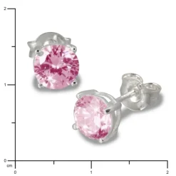 SilberDream Ohrringe Zirkonia rosa 6mm rund Silber Ohrstecker SDO716A