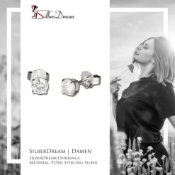 SilberDream Ohrringe Zirkonia weiß 4mm 925 Silber Ohrstecker SDO714W