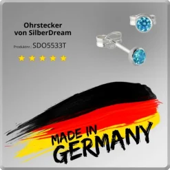 SilberDream Ohrringe Zirkonia türkis 3mm 925 Silber Ohrstecker SDO5533T