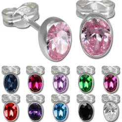 SilberDream Ohrringe Zirkonia oval türkis Silber Ohrstecker SDO552T