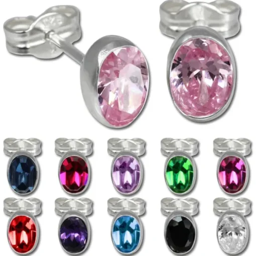 SilberDream Ohrringe Zirkonia oval türkis Silber Ohrstecker SDO552T