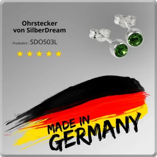 SilberDream Ohrringe Zirkonia hellgrün 925 Silber Ohrstecker SDO503L