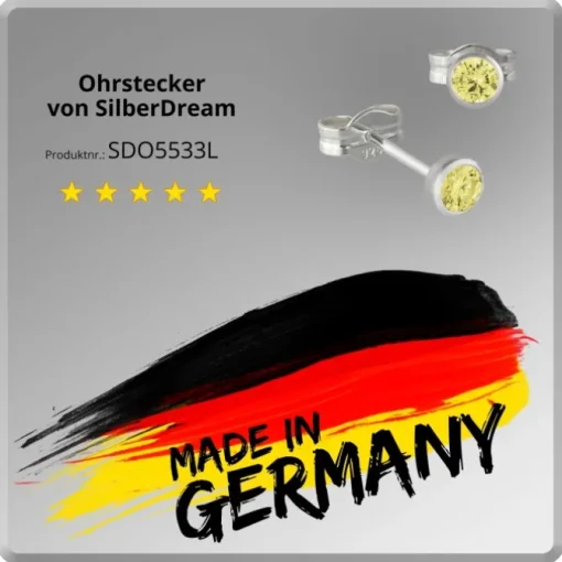 SilberDream Ohrringe Zirkonia hellgrün 3mm 925 Silber Ohrstecker SDO5533L