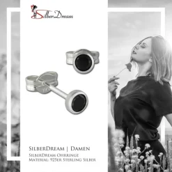 SilberDream Ohrringe Zirkonia schwarz 3mm 925 Silber Ohrstecker SDO5533S