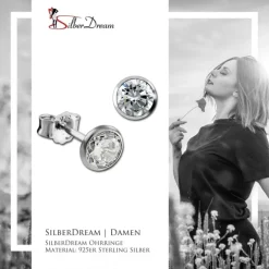 SilberDream Ohrringe Zirkonia weiß 5mm 925 Silber Ohrstecker SDO9205W