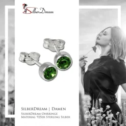 SilberDream Ohrringe Zirkonia hellgrün 925 Silber Ohrstecker SDO503L