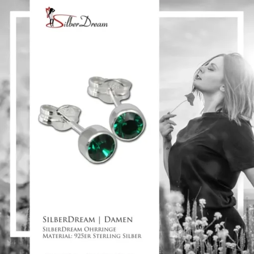 SilberDream Ohrringe Zirkonia grün 925 Silber Ohrstecker SDO503G