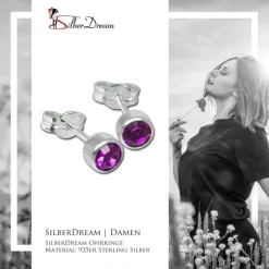 SilberDream Ohrringe Zirkonia lila 925 Silber Ohrstecker SDO503V