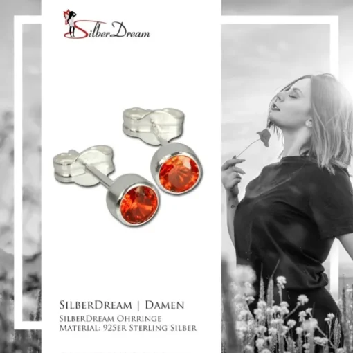 SilberDream Ohrringe Zirkonia orange 925 Silber Ohrstecker SDO503O