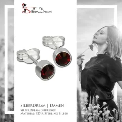 SilberDream Ohrringe Zirkonia dunkelrot 925 Silber Ohrstecker SDO503D