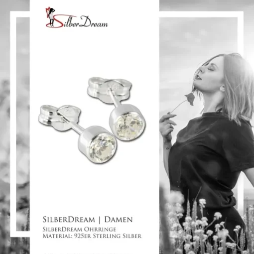 SilberDream Ohrringe Zirkonia weiß 925 Silber Ohrstecker SDO503W