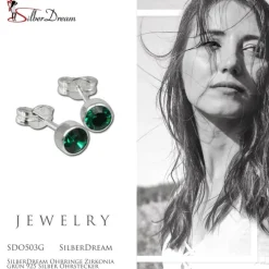 SilberDream Ohrringe Zirkonia grün 925 Silber Ohrstecker SDO503G