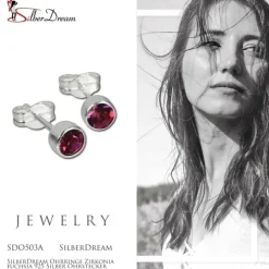 SilberDream Ohrringe Zirkonia fuchsia 925 Silber Ohrstecker SDO503A