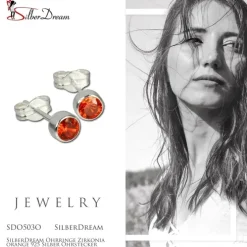 SilberDream Ohrringe Zirkonia orange 925 Silber Ohrstecker SDO503O