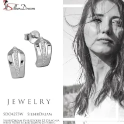 SilberDream Ohrstecker 12 Zirkonia weiß 925er Silber Damen Ohrring SDO4273W